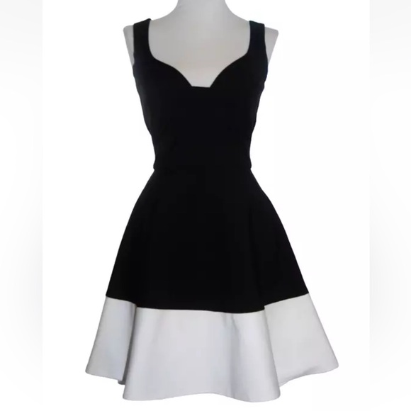 NWT Black Halo Size 12 Reese Dress in Black & Coconut - Picture 2 of 8